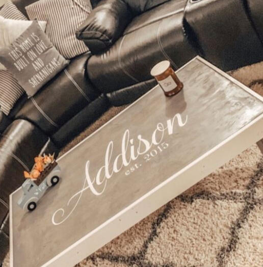 Name Stencil for Coffee Table