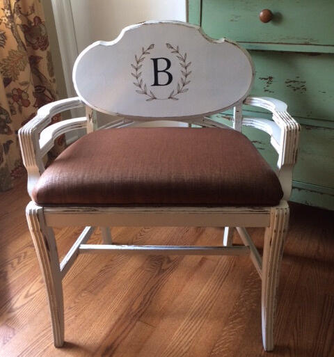 Monogram Stencil for Restored Chair