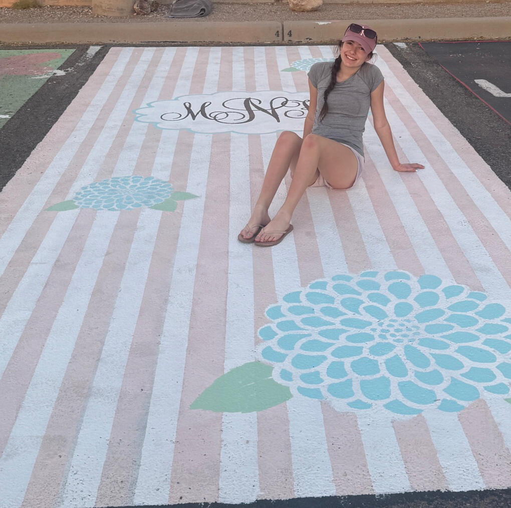 Monogram and Floral Senior Parking spot